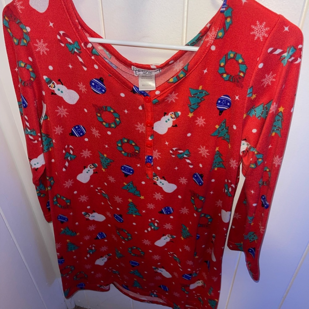 pijama dress medium christmas theme red